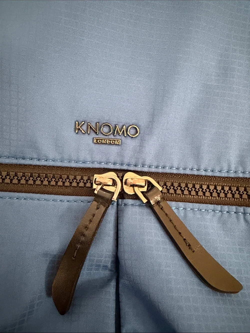 Blue Nylon Backpack Tote with Front Zip - Mismo